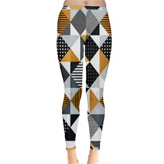 Pattern Tile Squares Triangles Seamless Geometry Inside Out Leggings by Maspions