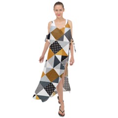 Pattern Tile Squares Triangles Seamless Geometry Maxi Chiffon Cover Up Dress