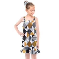 Pattern Tile Squares Triangles Seamless Geometry Kids  Overall Dress