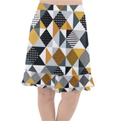 Pattern Tile Squares Triangles Seamless Geometry Fishtail Chiffon Skirt