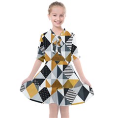 Pattern Tile Squares Triangles Seamless Geometry Kids  All Frills Chiffon Dress