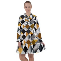 Pattern Tile Squares Triangles Seamless Geometry All Frills Chiffon Dress