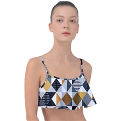 Pattern Tile Squares Triangles Seamless Geometry Frill Bikini Top by Maspions