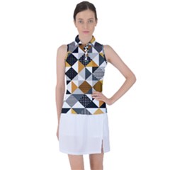 Pattern Tile Squares Triangles Seamless Geometry Women s Sleeveless Polo T-shirt