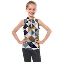 Pattern Tile Squares Triangles Seamless Geometry Kids  Sleeveless Polo T-shirt