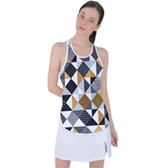 Pattern Tile Squares Triangles Seamless Geometry Racer Back Mesh Tank Top