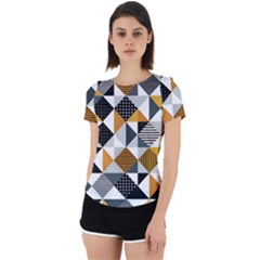 Pattern Tile Squares Triangles Seamless Geometry Back Cut Out Sport T-shirt