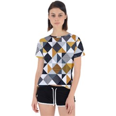 Pattern Tile Squares Triangles Seamless Geometry Open Back Sport T-shirt by Maspions