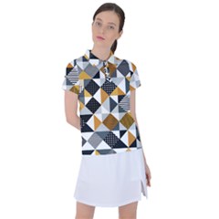 Pattern Tile Squares Triangles Seamless Geometry Women s Polo T-shirt