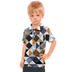 Pattern Tile Squares Triangles Seamless Geometry Kids  Polo T-shirt