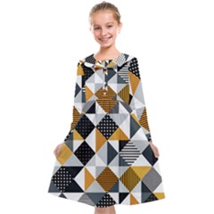 Pattern Tile Squares Triangles Seamless Geometry Kids  Midi Sailor Dress by Maspions