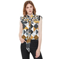 Pattern Tile Squares Triangles Seamless Geometry Frill Detail Shirt