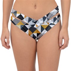 Pattern Tile Squares Triangles Seamless Geometry Double Strap Halter Bikini Bottoms