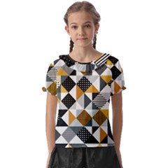 Pattern Tile Squares Triangles Seamless Geometry Kids  Frill Chiffon Blouse