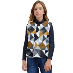 Pattern Tile Squares Triangles Seamless Geometry Kid s Button Up Puffer Vest	