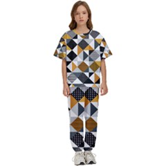 Pattern Tile Squares Triangles Seamless Geometry Kids  T-shirt And Pants Sports Set