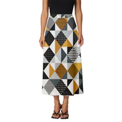 Pattern Tile Squares Triangles Seamless Geometry Classic Midi Chiffon Skirt