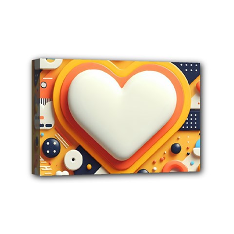 Valentine s Day Design Heart Love Poster Decor Romance Postcard Youth Fun Mini Canvas 6  X 4  (stretched) by Maspions