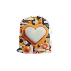 Valentine s Day Design Heart Love Poster Decor Romance Postcard Youth Fun Drawstring Pouch (medium)