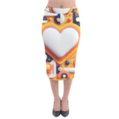 Valentine s Day Design Heart Love Poster Decor Romance Postcard Youth Fun Velvet Midi Pencil Skirt