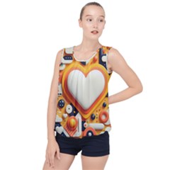 Valentine s Day Design Heart Love Poster Decor Romance Postcard Youth Fun Bubble Hem Chiffon Tank Top