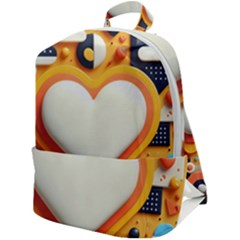 Valentine s Day Design Heart Love Poster Decor Romance Postcard Youth Fun Zip Up Backpack by Maspions