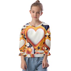 Valentine s Day Design Heart Love Poster Decor Romance Postcard Youth Fun Kids  Cuff Sleeve Top