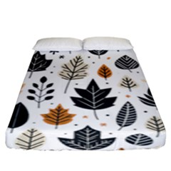 Autumn Leaves Fall Pattern Design Decor Nature Season Beauty Foliage Decoration Background Texture Fitted Sheet (king Size)