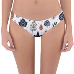 Autumn Leaves Fall Pattern Design Decor Nature Season Beauty Foliage Decoration Background Texture Reversible Hipster Bikini Bottoms