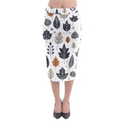 Autumn Leaves Fall Pattern Design Decor Nature Season Beauty Foliage Decoration Background Texture Midi Pencil Skirt