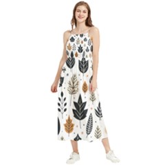 Autumn Leaves Fall Pattern Design Decor Nature Season Beauty Foliage Decoration Background Texture Boho Sleeveless Summer Dress