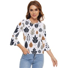 Autumn Leaves Fall Pattern Design Decor Nature Season Beauty Foliage Decoration Background Texture Bell Sleeve Top