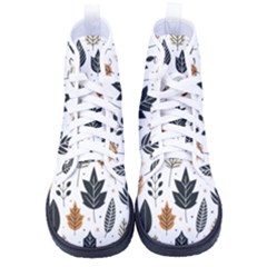 Autumn Leaves Fall Pattern Design Decor Nature Season Beauty Foliage Decoration Background Texture Women s High-top Canvas Sneakers by Maspions