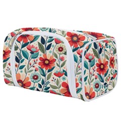 Flowers Flora Floral Background Pattern Nature Seamless Bloom Background Wallpaper Spring Toiletries Pouch