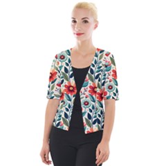 Flowers Flora Floral Background Pattern Nature Seamless Bloom Background Wallpaper Spring Cropped Button Cardigan