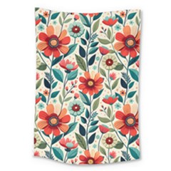 Flowers Flora Floral Background Pattern Nature Seamless Bloom Background Wallpaper Spring Large Tapestry