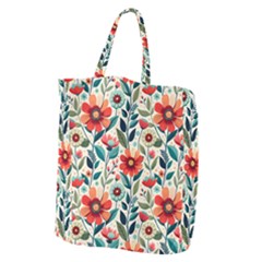 Flowers Flora Floral Background Pattern Nature Seamless Bloom Background Wallpaper Spring Giant Grocery Tote