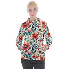 Flowers Flora Floral Background Pattern Nature Seamless Bloom Background Wallpaper Spring Women s Hooded Pullover