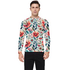 Flowers Flora Floral Background Pattern Nature Seamless Bloom Background Wallpaper Spring Men s Long Sleeve Rash Guard