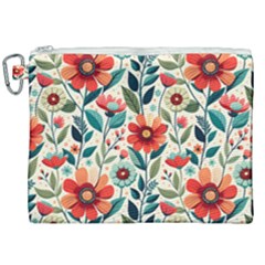 Flowers Flora Floral Background Pattern Nature Seamless Bloom Background Wallpaper Spring Canvas Cosmetic Bag (xxl)