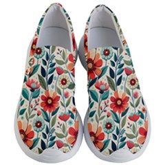 Flowers Flora Floral Background Pattern Nature Seamless Bloom Background Wallpaper Spring Women s Lightweight Slip Ons by Maspions