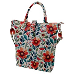 Flowers Flora Floral Background Pattern Nature Seamless Bloom Background Wallpaper Spring Buckle Top Tote Bag by Maspions