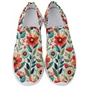 Flowers Flora Floral Background Pattern Nature Seamless Bloom Background Wallpaper Spring Men s Slip On Sneakers View1