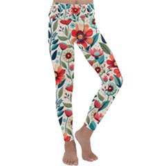 Flowers Flora Floral Background Pattern Nature Seamless Bloom Background Wallpaper Spring Kids  Lightweight Velour Classic Yoga Leggings