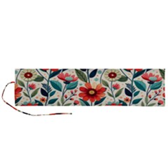 Flowers Flora Floral Background Pattern Nature Seamless Bloom Background Wallpaper Spring Roll Up Canvas Pencil Holder (l)