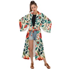 Flowers Flora Floral Background Pattern Nature Seamless Bloom Background Wallpaper Spring Maxi Kimono