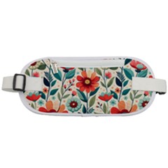 Flowers Flora Floral Background Pattern Nature Seamless Bloom Background Wallpaper Spring Rounded Waist Pouch