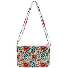 Flowers Flora Floral Background Pattern Nature Seamless Bloom Background Wallpaper Spring Double Gusset Crossbody Bag