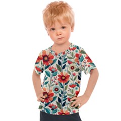 Flowers Flora Floral Background Pattern Nature Seamless Bloom Background Wallpaper Spring Kids  Sports T-shirt