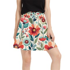 Flowers Flora Floral Background Pattern Nature Seamless Bloom Background Wallpaper Spring Waistband Skirt